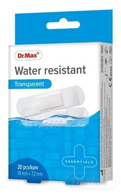 Dr.Max Náplasť Water resistant 1×20 ks, vodoodolné náplasti, 19 x 72 mm
