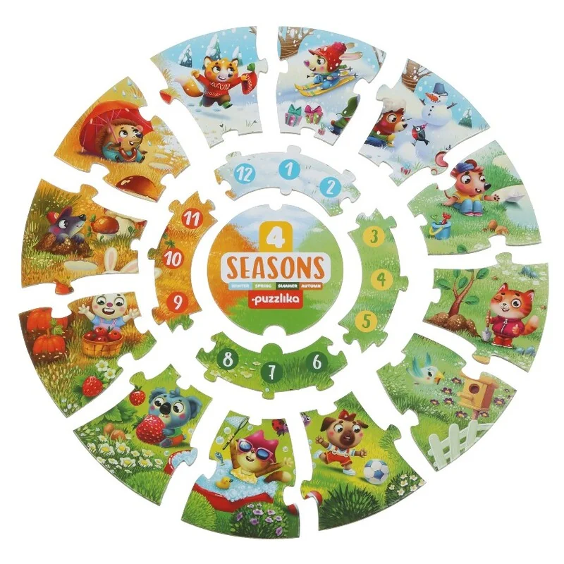 PUZZLIKA - 15238 Štyri ročné doby - náučné puzzle 17 dielikov