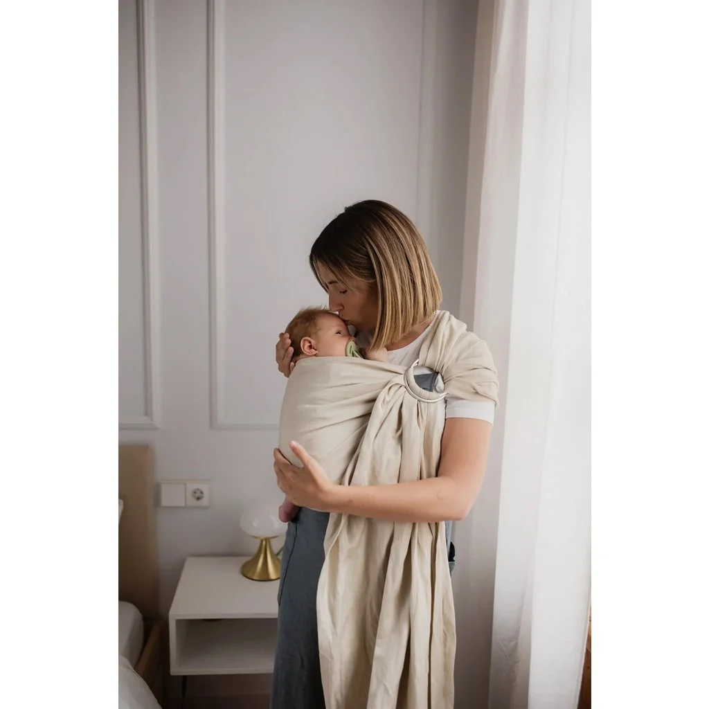 Boba Ring Sling detský nosič/šatka z ľanu a bambusu, béžová