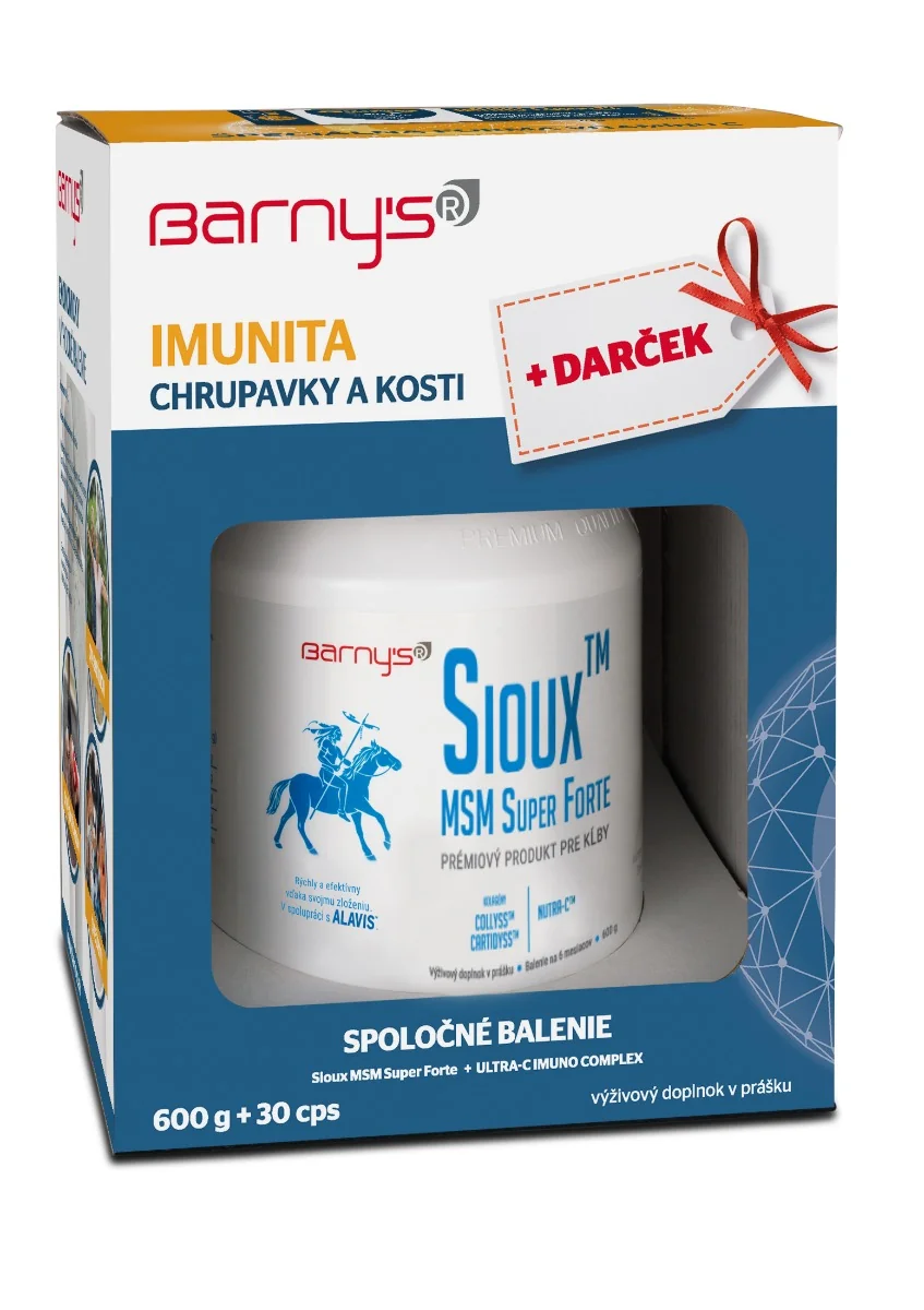Barny's Sioux MSM Super Forte + Darček 1x1 set, ULTRA-C IMUNO COMPLEX cps 30 ks + Sioux prášok 600 g