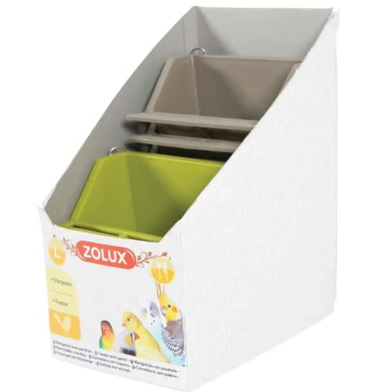 ZOLUX Plastové krmítko pre vtáky do klietky L mix farieb 1ks