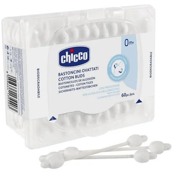 CHICCO Tyčinky vatové anatomické 60 ks 1×60 ks, vatové tyčinky