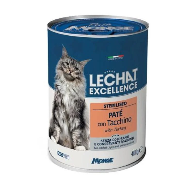 MONGE LECHAT EXCELLENCE paštéta pre sterilizované mačky s morčacím mäsom 400g