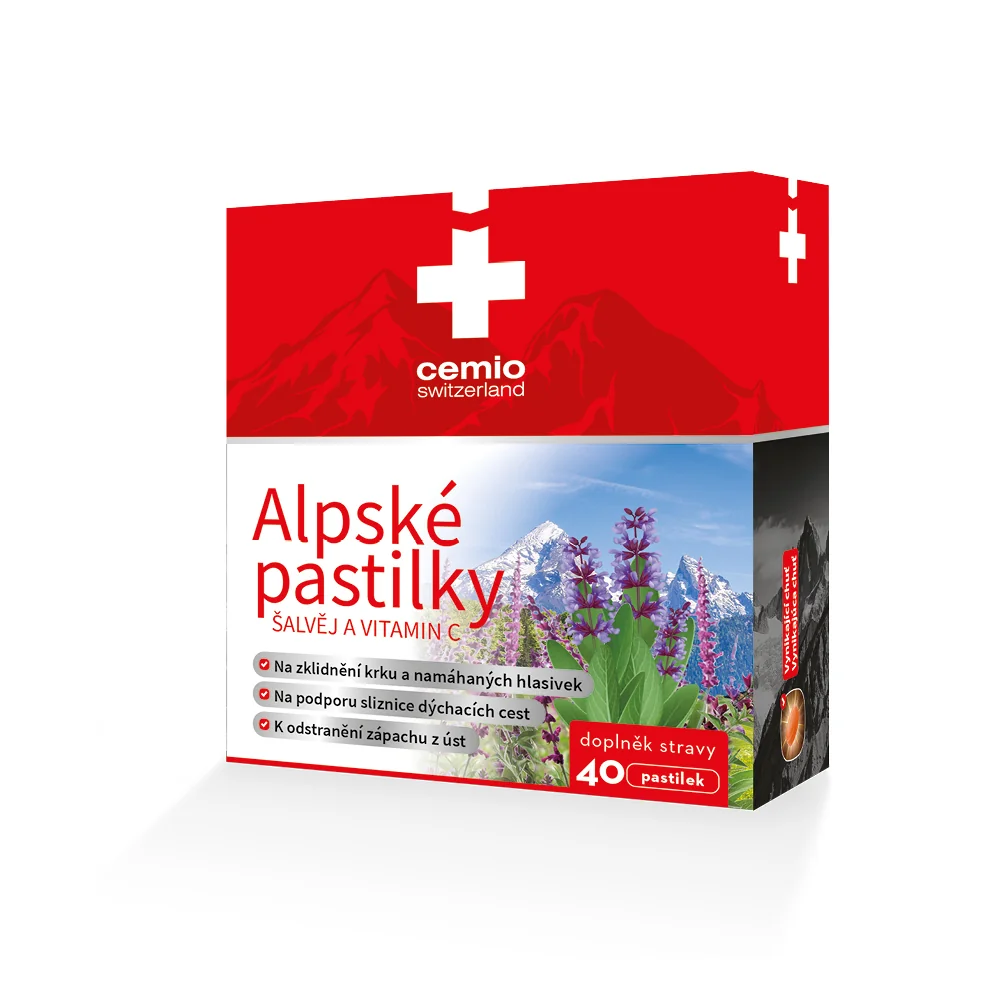 Cemio Alpské pastilky ŠALVIA A VITAMÍN C 1×40 tbl, výživový doplnok