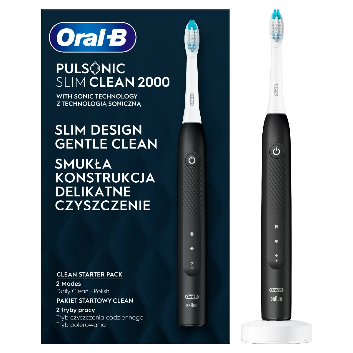 Oral B Elektrická kefka Pulsonic Slim clean 2 000 Black 1×1 ks, elektrická zubná kefka