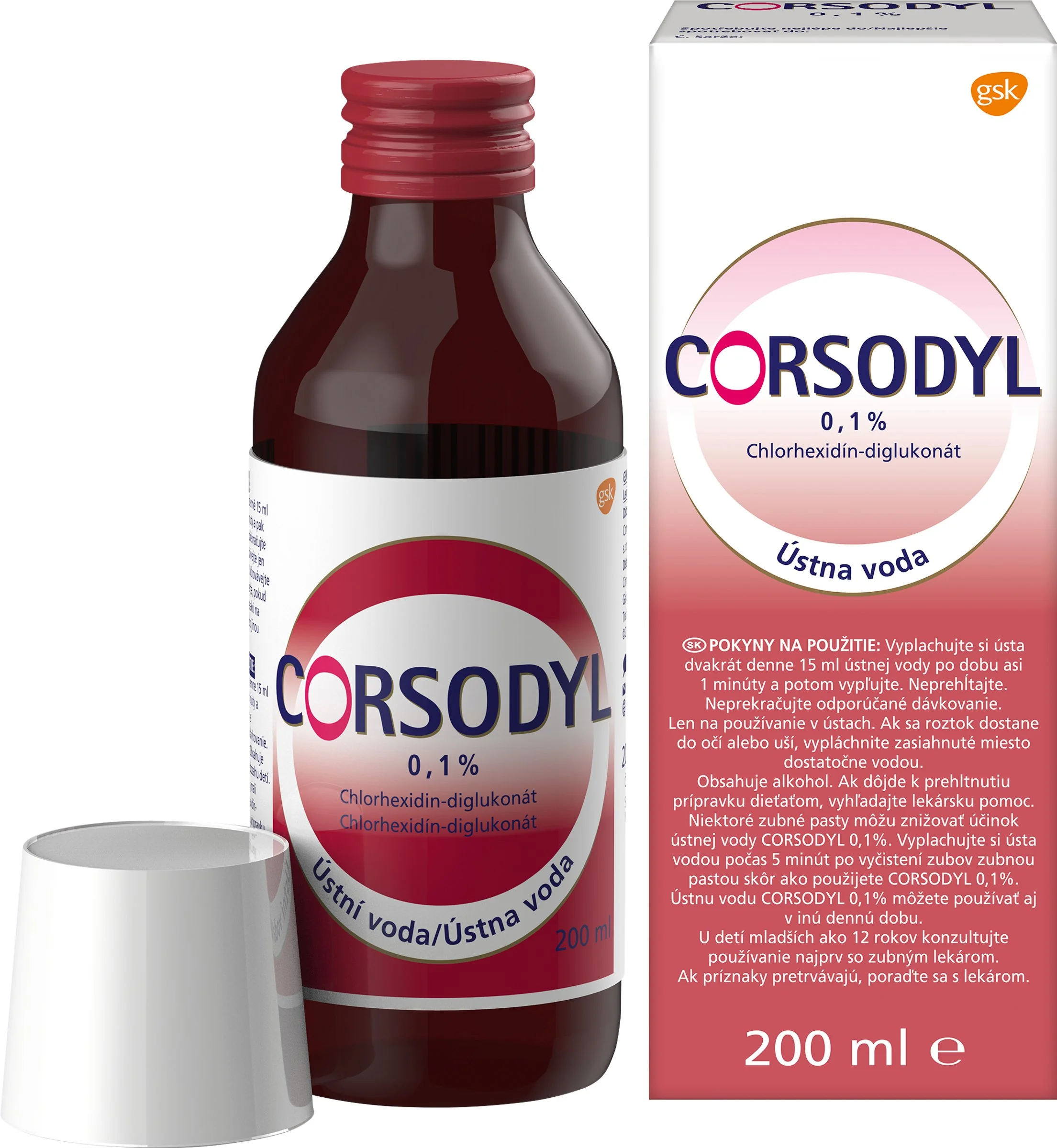 CORSODYL 0,1% 1×200 ml, roztok