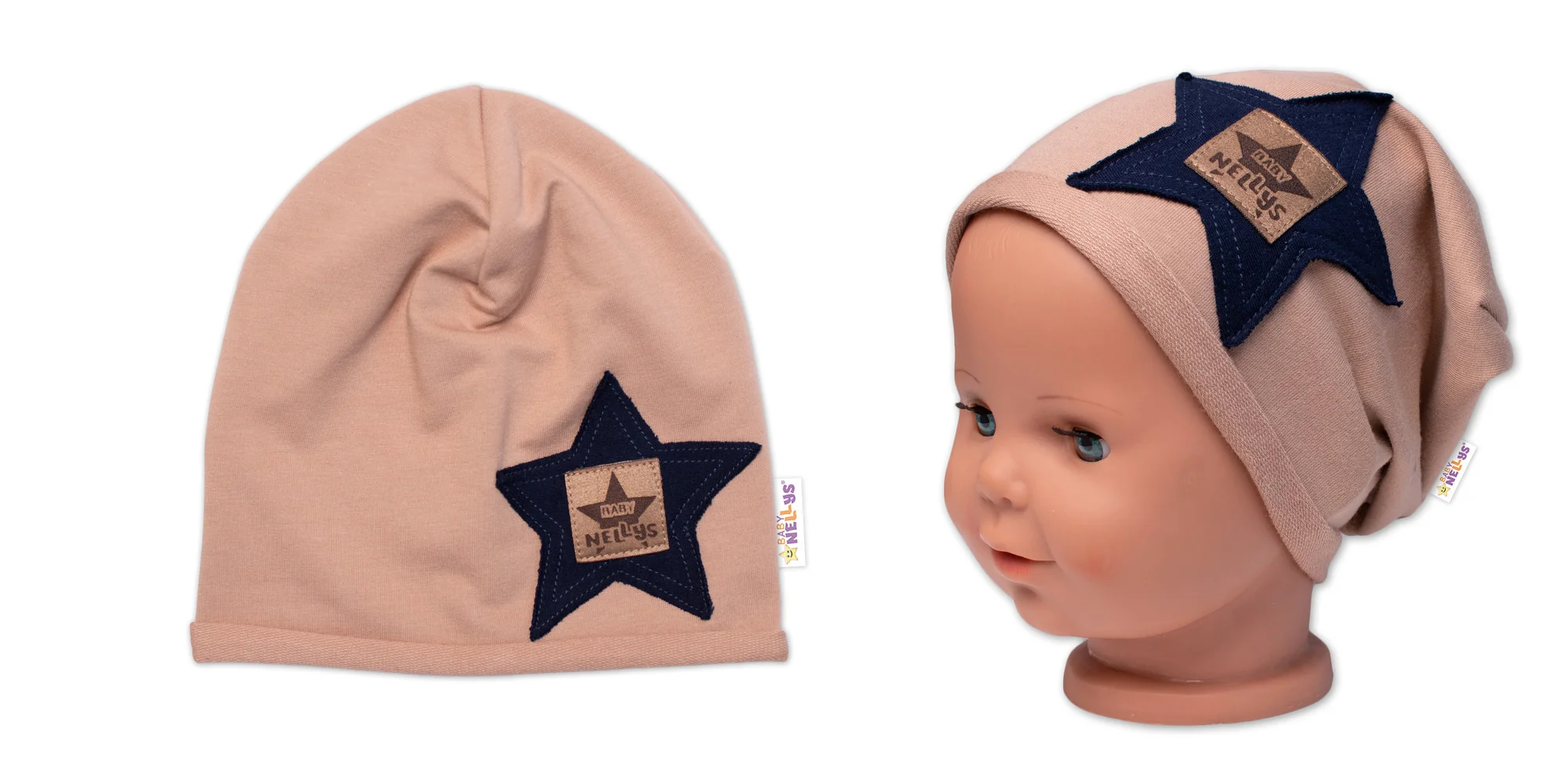 Detská čiapka bavlna, Baby Star, Baby Nellys, cappuccino, veľ. 92/98