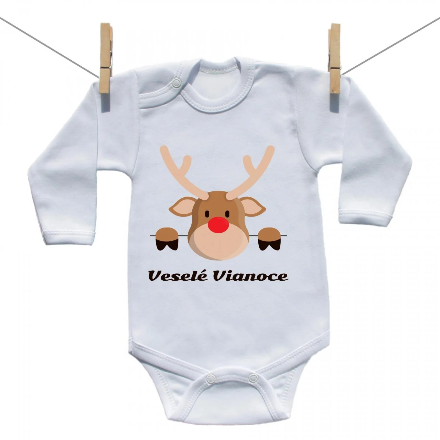 Boodyy Body s dlhým rukávom Veselé Vianoce so sobom Veľkosť: 98