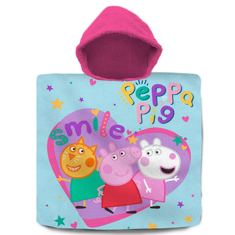 Kids Euroswan detské bavlnené pončo Peppa Pig 60×120 cm s kapucňou