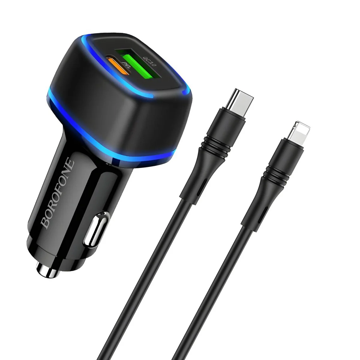 Nabíjačka do auta s káblami USB - USB-C, Lightning 18W, PD20W, kompatibiln