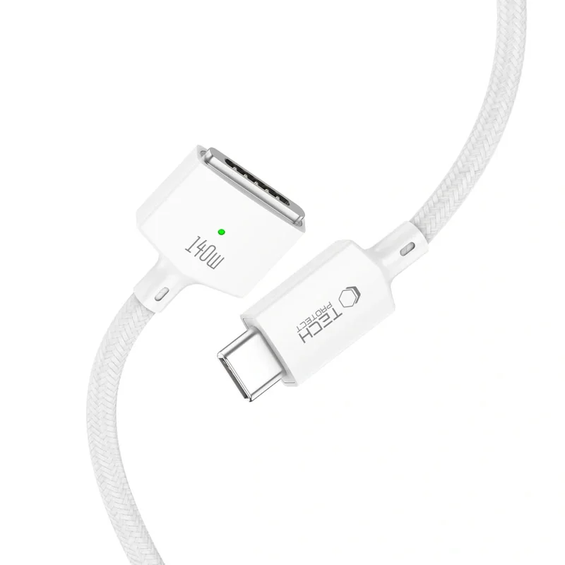 Tech-Protect MMC01 magnetický kábel na MacBook USB-C / MagSafe 3, 140W 2m, biely