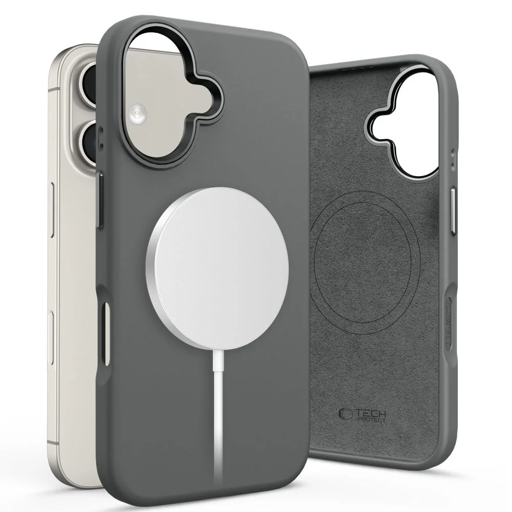 Tech-Protect Silicone Pure MagSafe kryt na iPhone 16, šedý