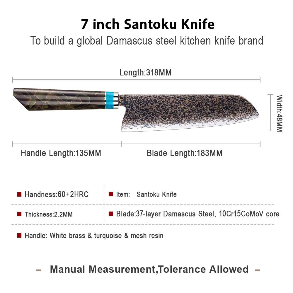 Damaškový kuchynský nôž Zetsu-Slicer Hnedá/Modrá