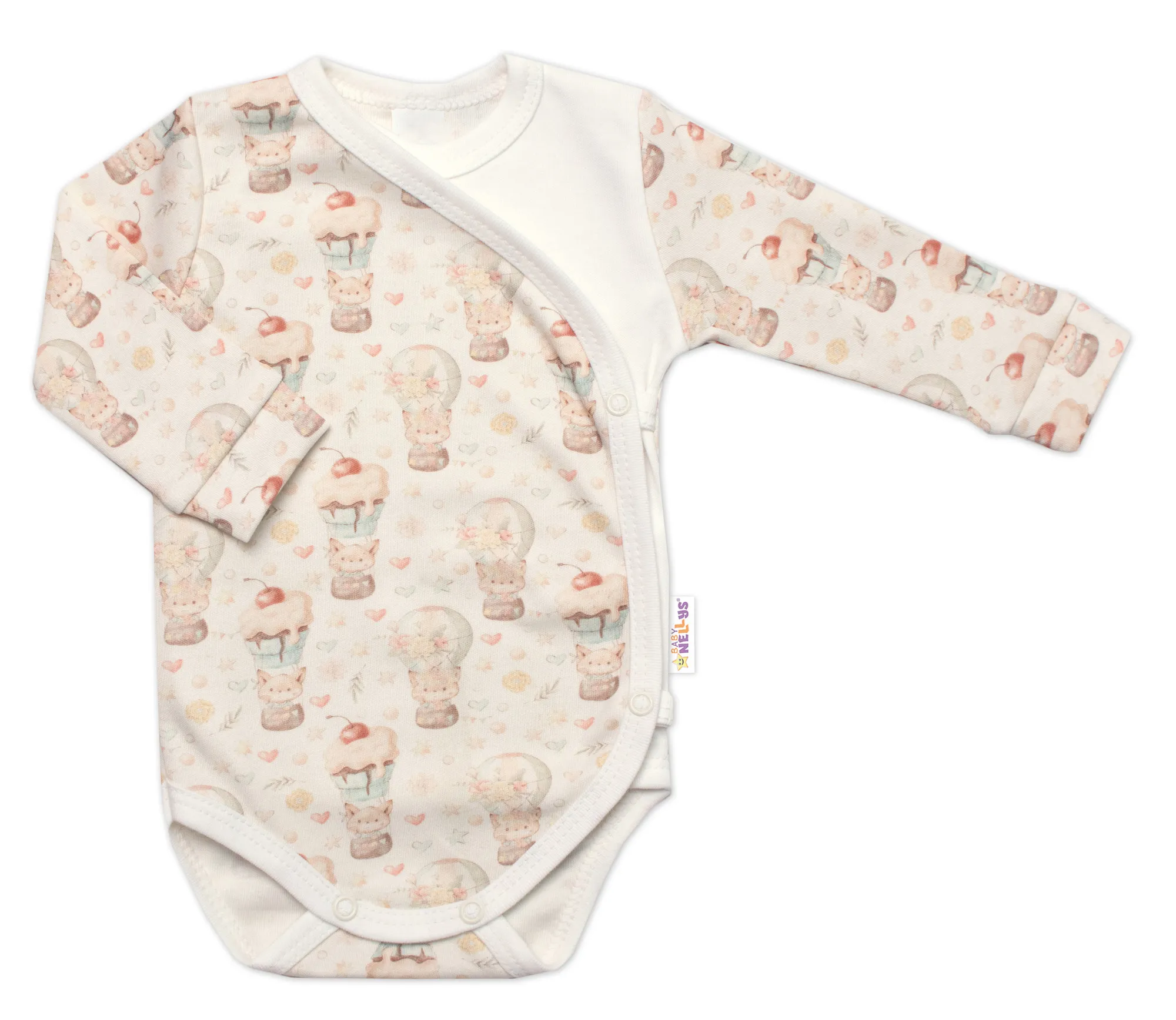 2-dielna sada body zap. bokom + polodupačky, Baby Nellys, Sweet Candy - krémová, veľ. 62