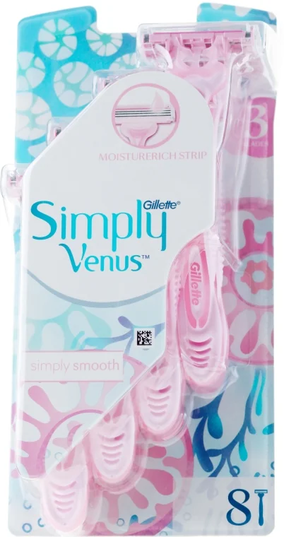Simply Venus 3 dispo 1×8 ks, jednorazové holiace strojčeky