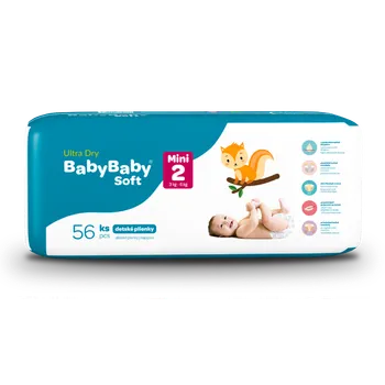 BabyBaby Soft Ultra-Dry Mini 3-6 kg 1×56 ks, detské plienky