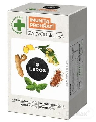 LEROS IMUNITA PREHRIATIE ZÁZVOR & LIPA 20×2 g, bylinný čaj, nálevové vrecúška