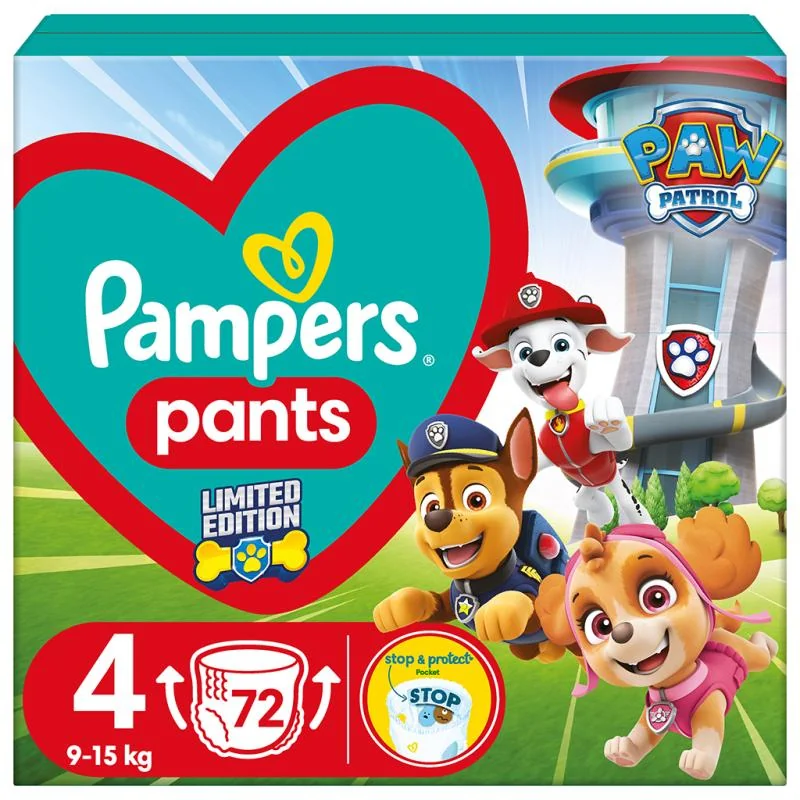 Pampers Pants Paw patrol S4 72ks (9-15kg) 1×72 ks, plienky