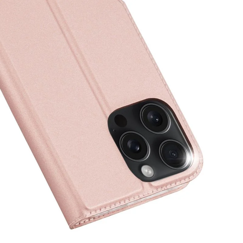 Dux Ducis Skin Pro knižkové puzdro na iPhone 16 Pro, ružové
