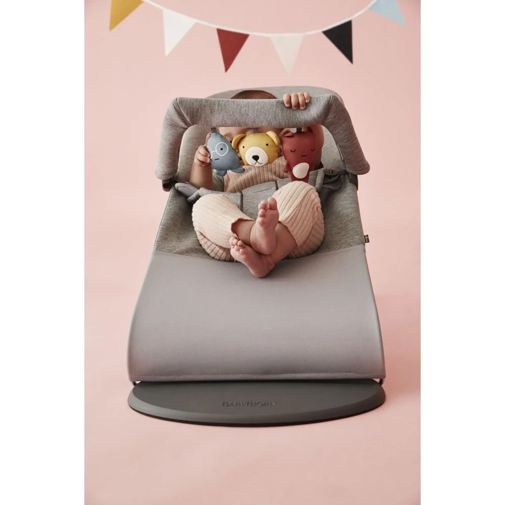 Lehátko Bliss Light Grey 3D Jersey s hračkou Soft Friends