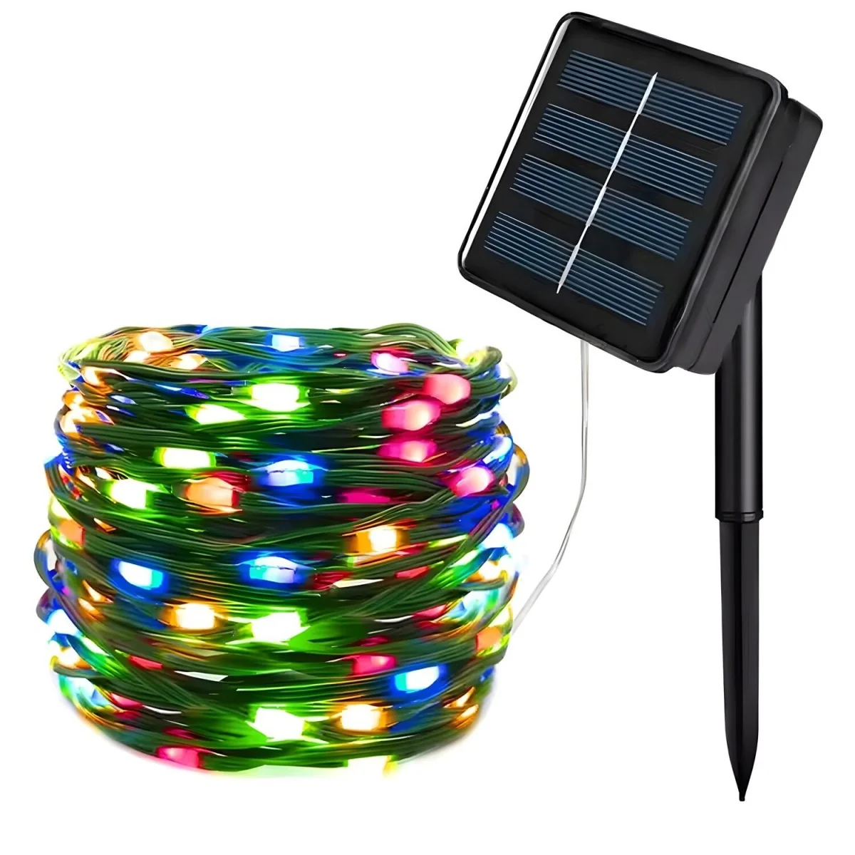 LED svetlá so solárnym panielom-10m Multifarbná