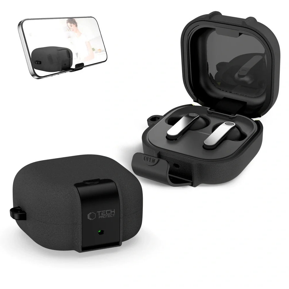 Tech-Protect Slim Hook puzdro na Samsung Galaxy Buds 4 / 4 Pro, čierne