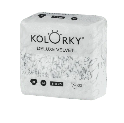 KOLORKY DELUXE VELVET - M (5-8 kg) 1×21 ks- jednorázové ekoplienky so zamatovým povrchom