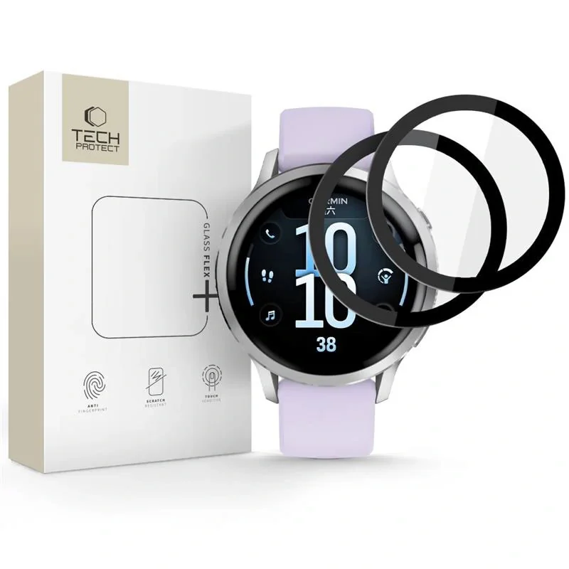 Tech-Protect Glass Flex 2x ochranné sklo na Garmin Venu 4 (41 mm), čierne rne