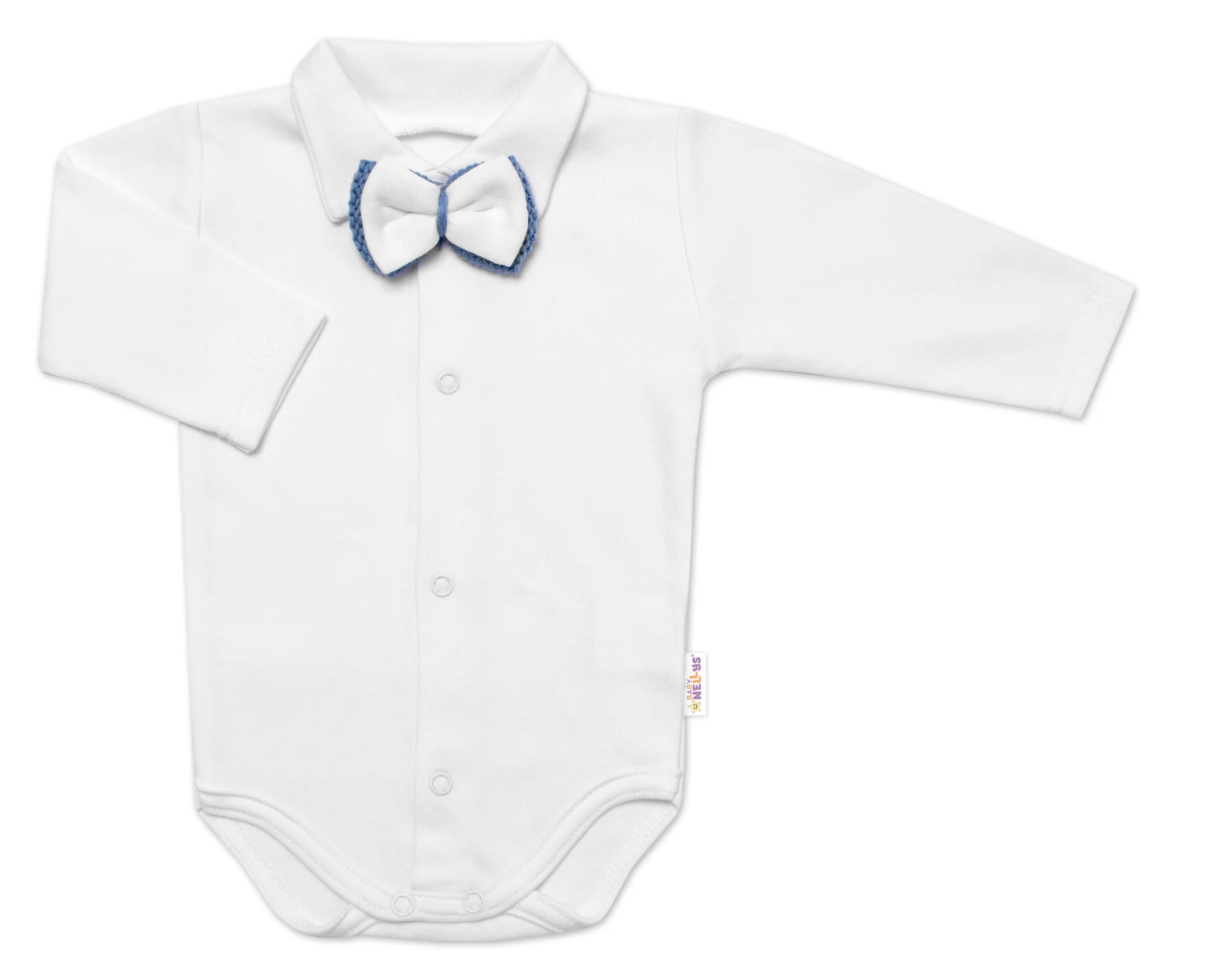 5-dielna pletená sada Baby Nellys, Boy, body, nohavice, sveter, čiapočka, motýlik - modrá