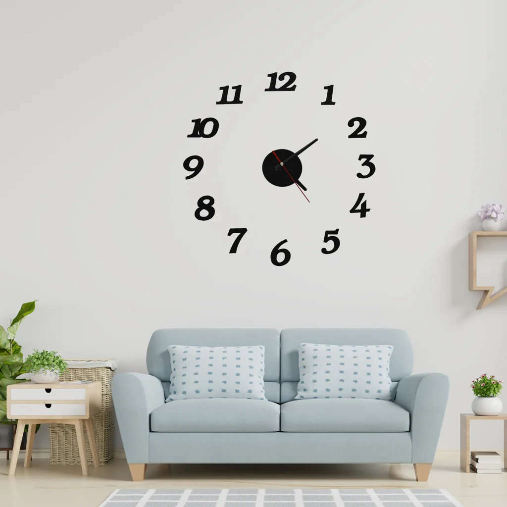 Nástenné hodiny DIY nastaviteľné čierne – moderné hodiny na stenu 12-hodinové 70–130 cm