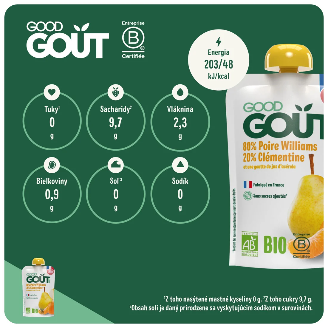 Good Gout BIO Hruška s klementínkou 120 g