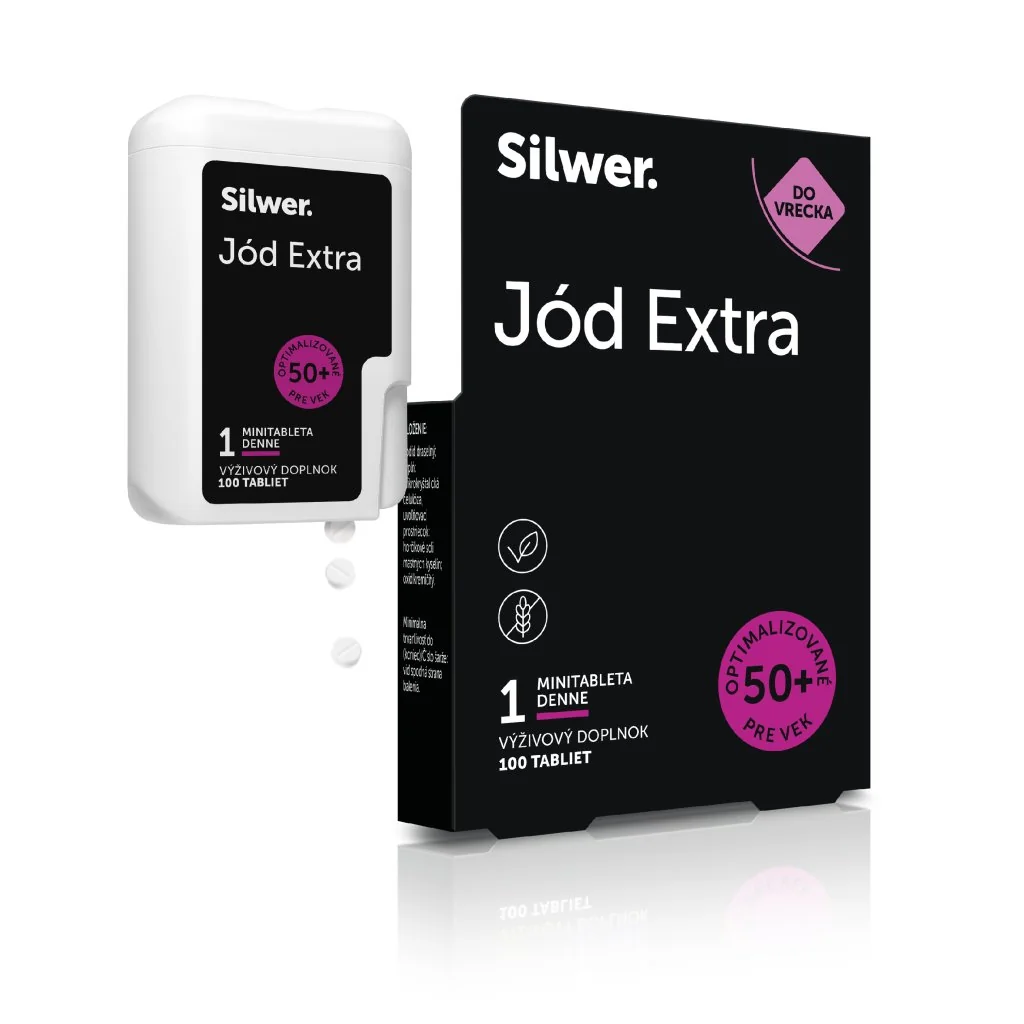 Silwer Jód Extra, minitablety v dvojbalení 100 + 100 minitabliet. Štítna žľaza, metabolizmus, hormóny.