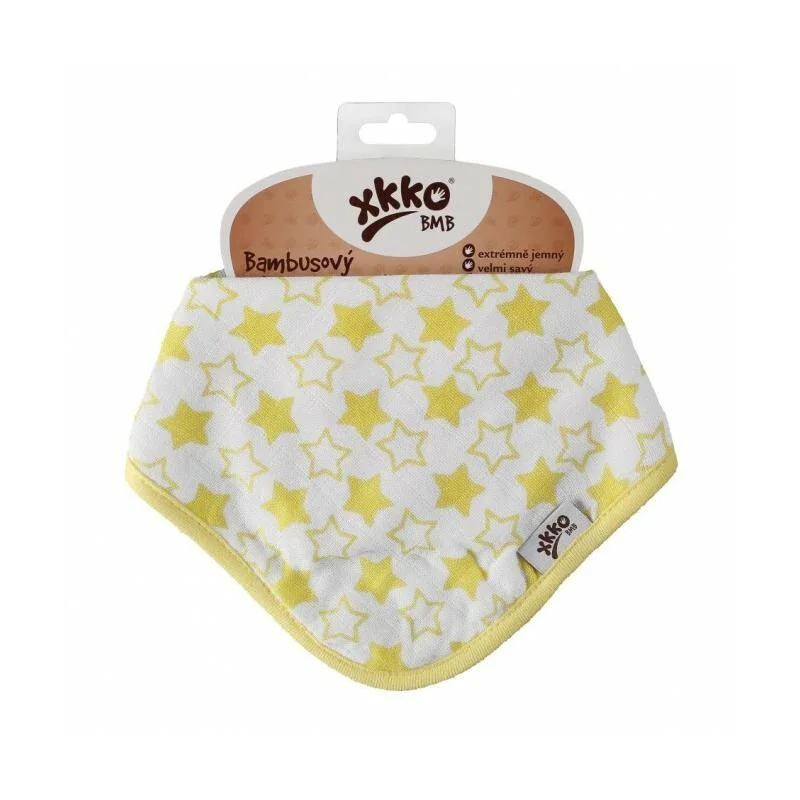 XKKO BMB bambusový detský slintáčik/šatka Little Stars Lemon (1 ks)