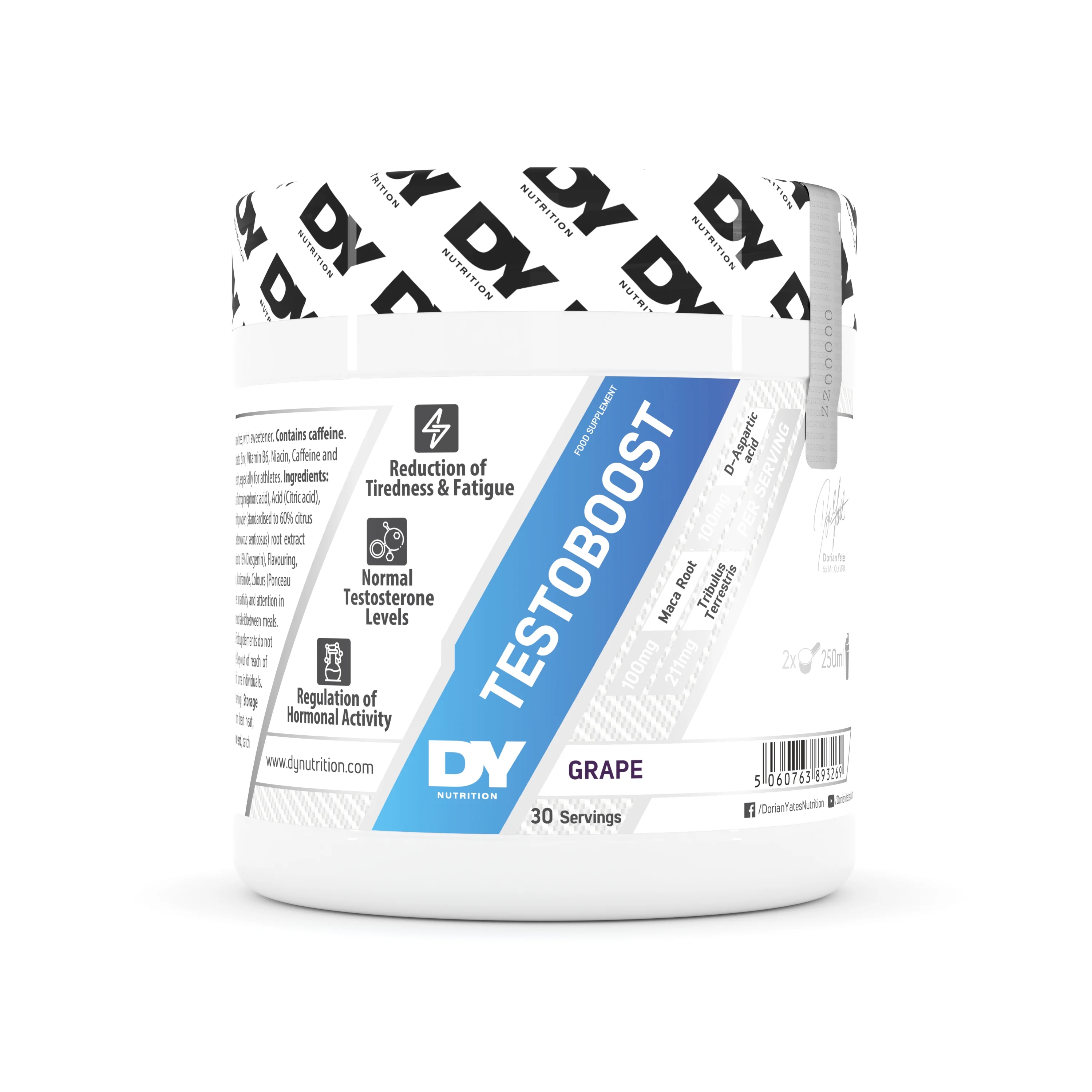 DY Nutrition Testoboost hrozno 1×270 g, výživový doplnok na nizku hladinu testosterónu