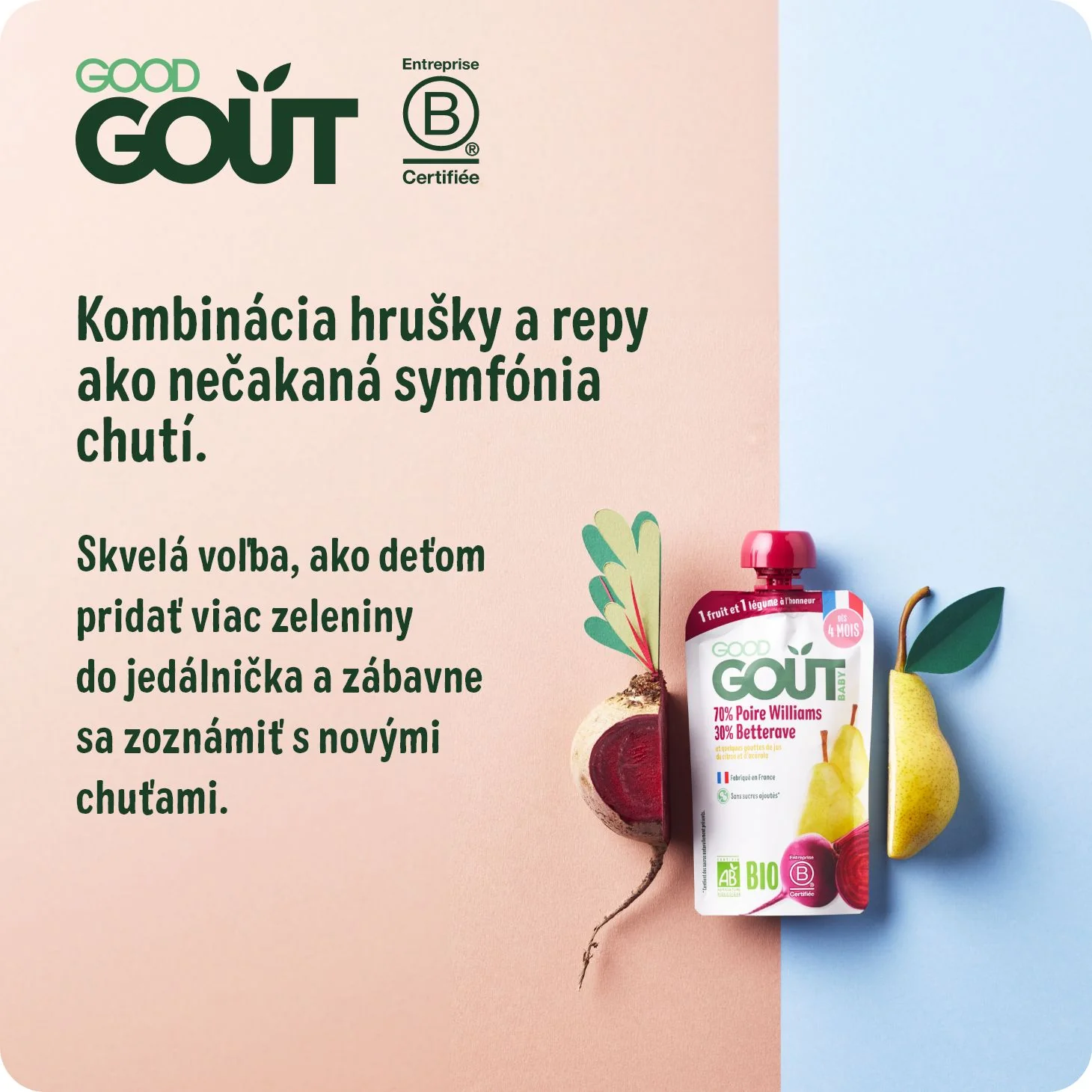 Good Gout BIO Hruška Williams s červenou repou 120 g
