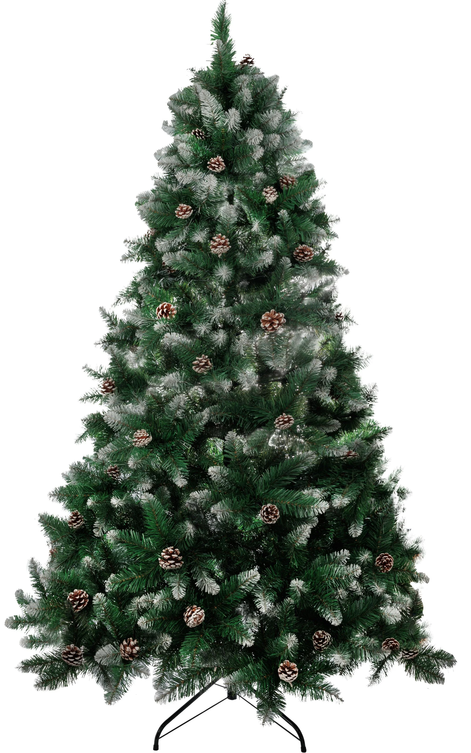 MagicHome vianočný stromček Albero, 1 ks Jedľa, zasnežené konce, so šiškami, 210 cm