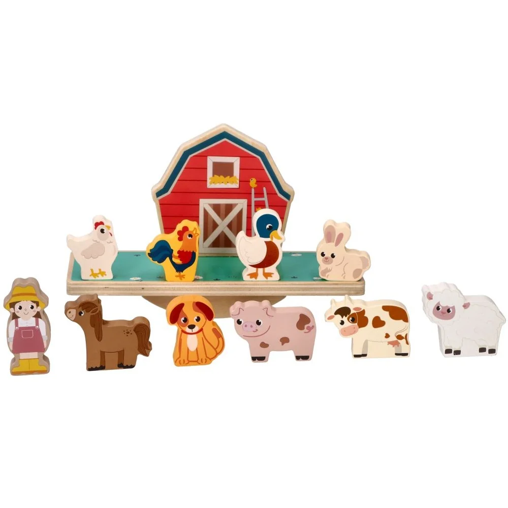 Drevená balančná hra, puzzle - Farma so zvieratkami