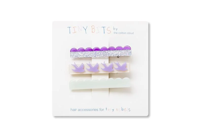 THE COTTON CLOUD Set 3 sponiek do vlasov Waves Bird 1×3 ks, sponky do vlasov