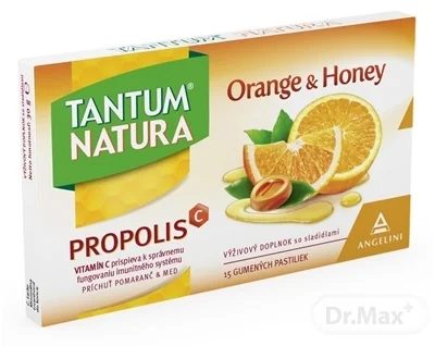 TANTUM NATURA PROPOLIS - ORANGE & HONEY 1×15 ks, gumenné pastilky