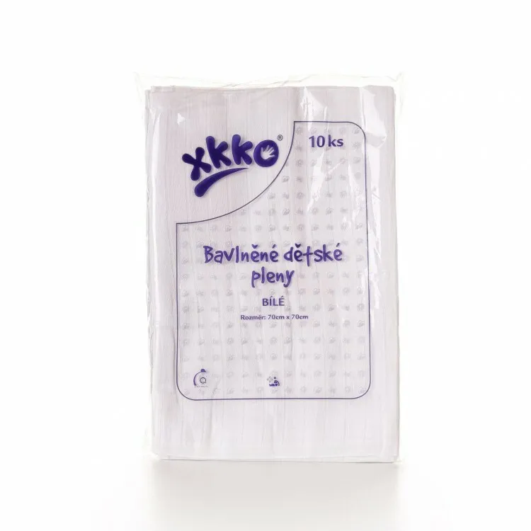 XKKO Classic bavlnené plienky 70x70 biele - 10ks 1×1 ks