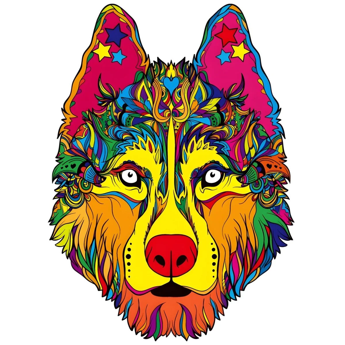 Drevené puzzle Husky/L 240 dielikov, veľkosť L