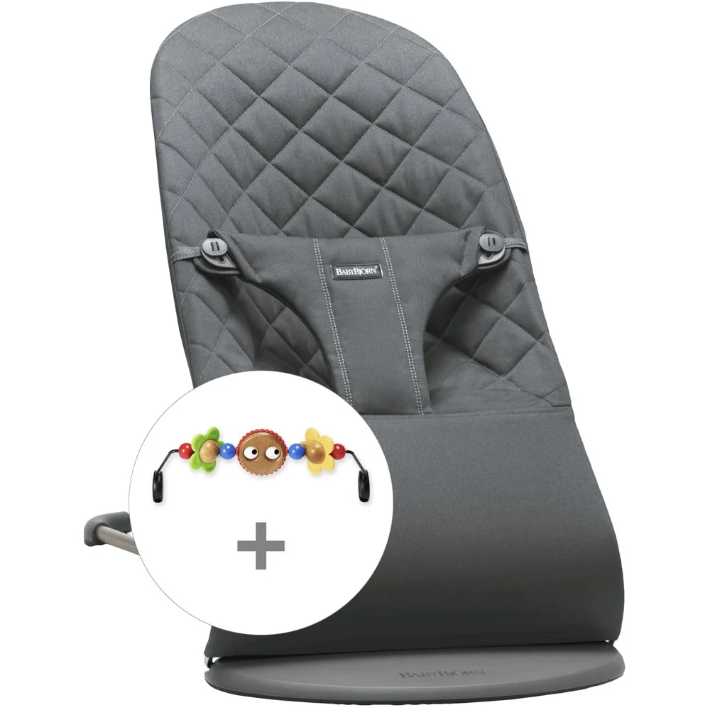 Lehátko Bliss Cotton, Anthracite s hračkou