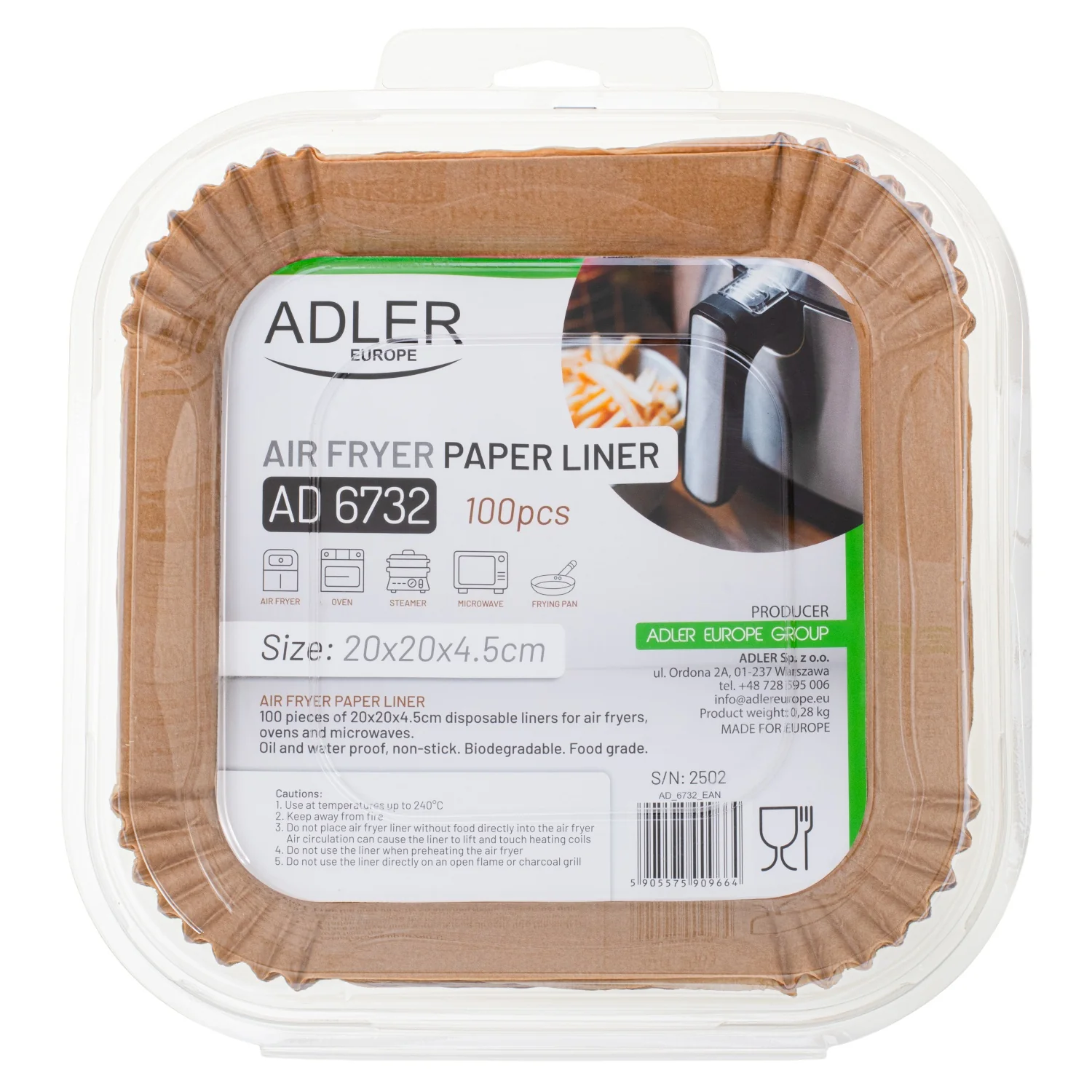 Adler AD 6732 papierove misky 20x20cm