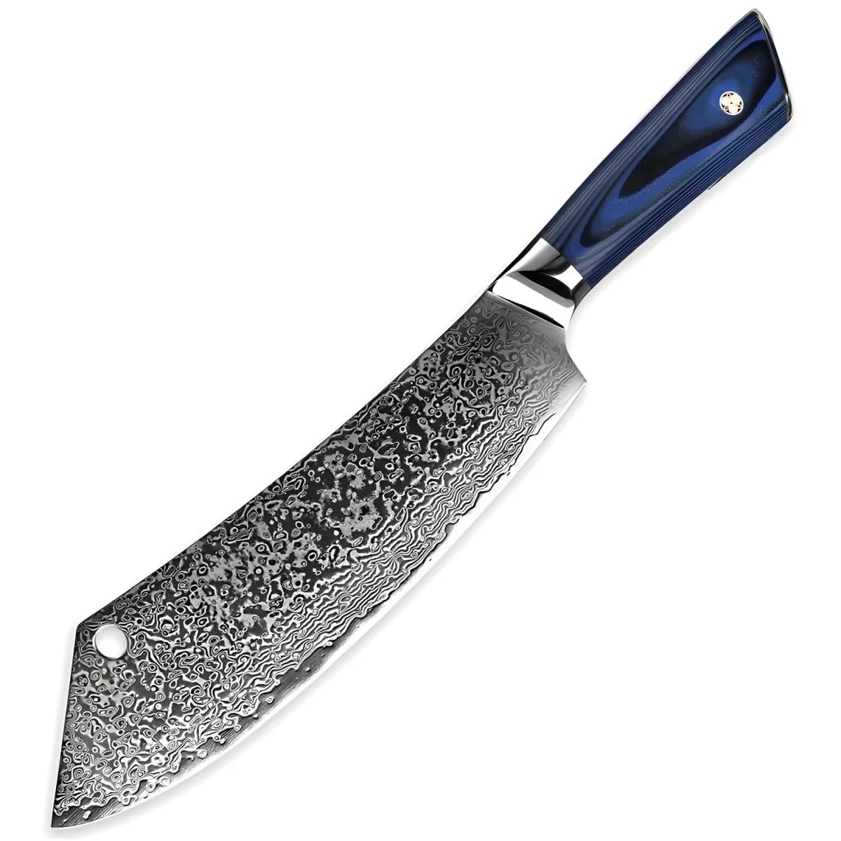 Damaškový kuchynský nôž Sasebo-Cleaver 1ks, strieborná s modro