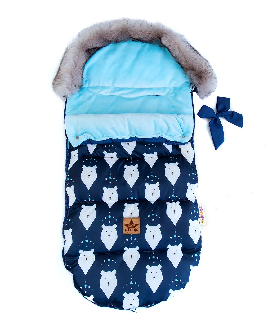 Detský fusak maxi PREMIUM Winter bear, granátový, 110x50cm + rukávník zadarmo