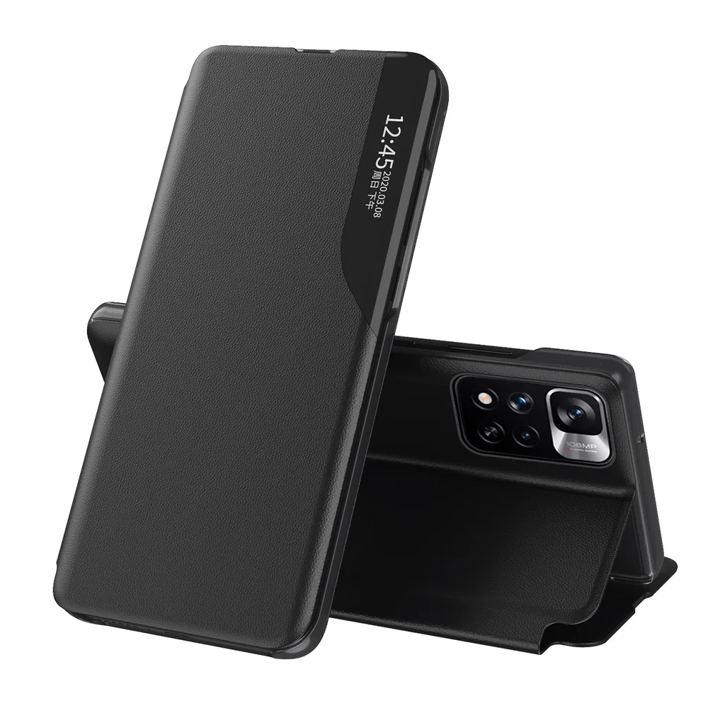 MG Eco Leather View knižkové puzdro na Xiaomi Redmi Note 11 Pro 4G/5G čierne