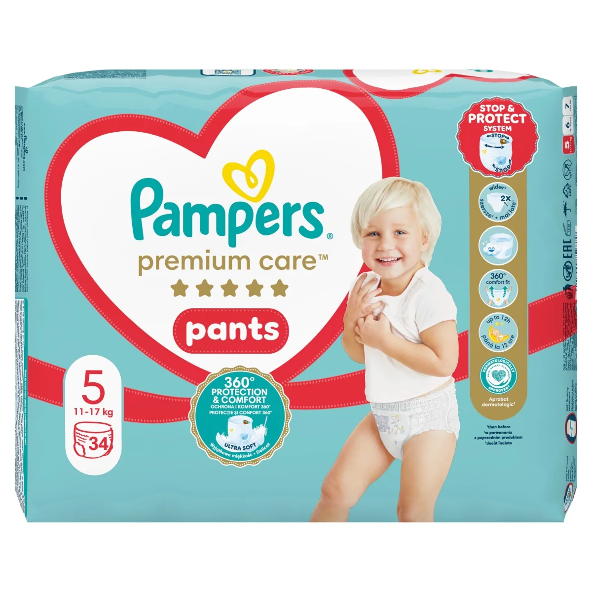 Pampers premium care Pants S5 34ks (11-17kg) 1×34 ks, plienky