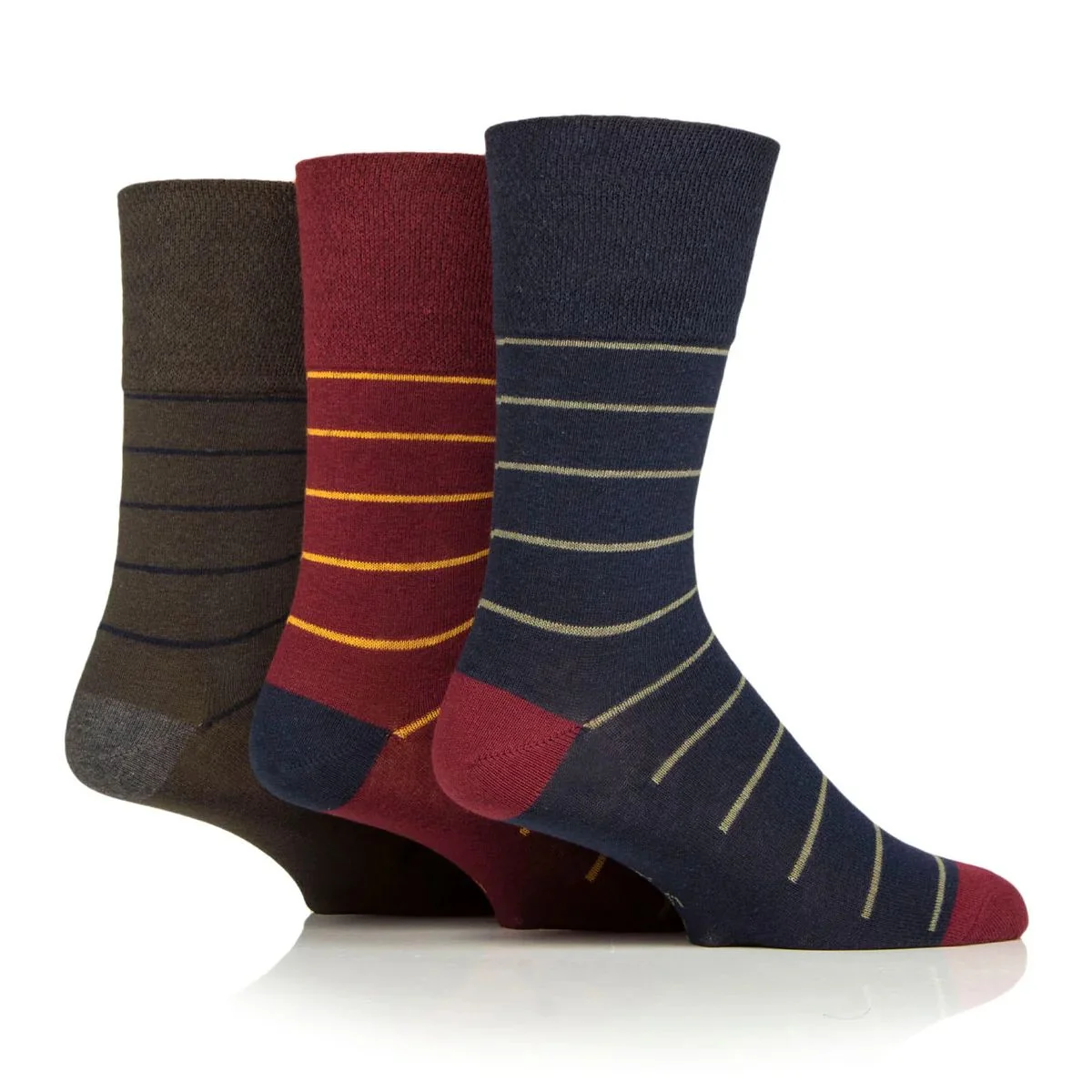 Pánske módne 3 páry ponožky Gentle Grip SIMPLICITY STRIPE voľný lem Veľkosť ponožiek 39-45