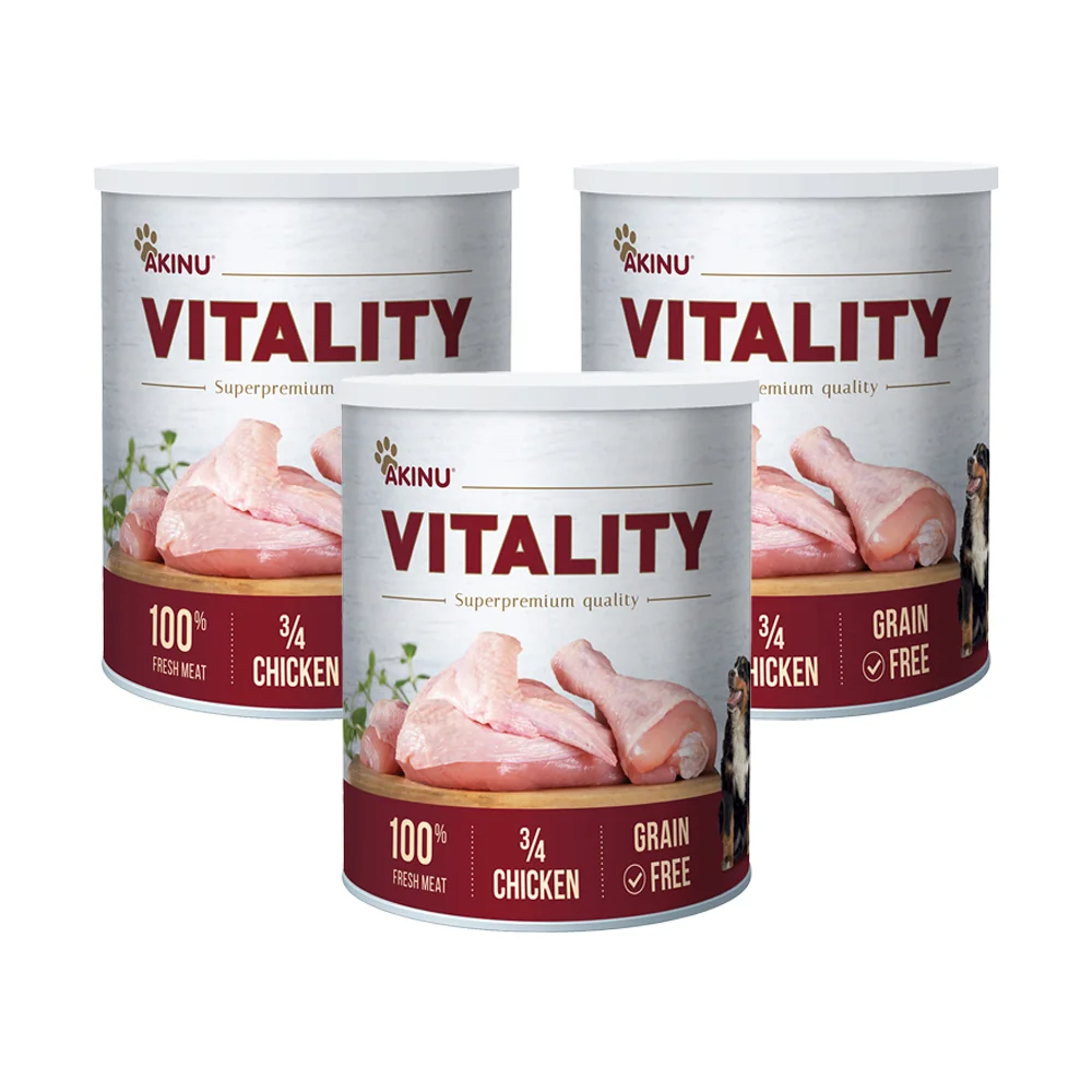 Akinu VITALITY 3/4 Konzerva s kuracím mäsom pre psov 3 x 800 g