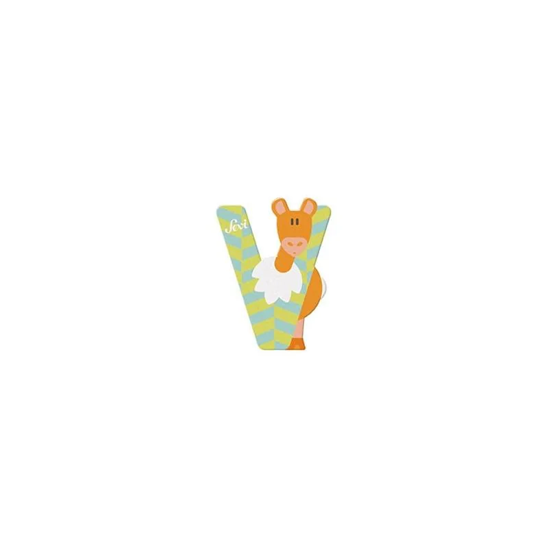 Sevi drevené písmeno V – zvieratko 10 cm